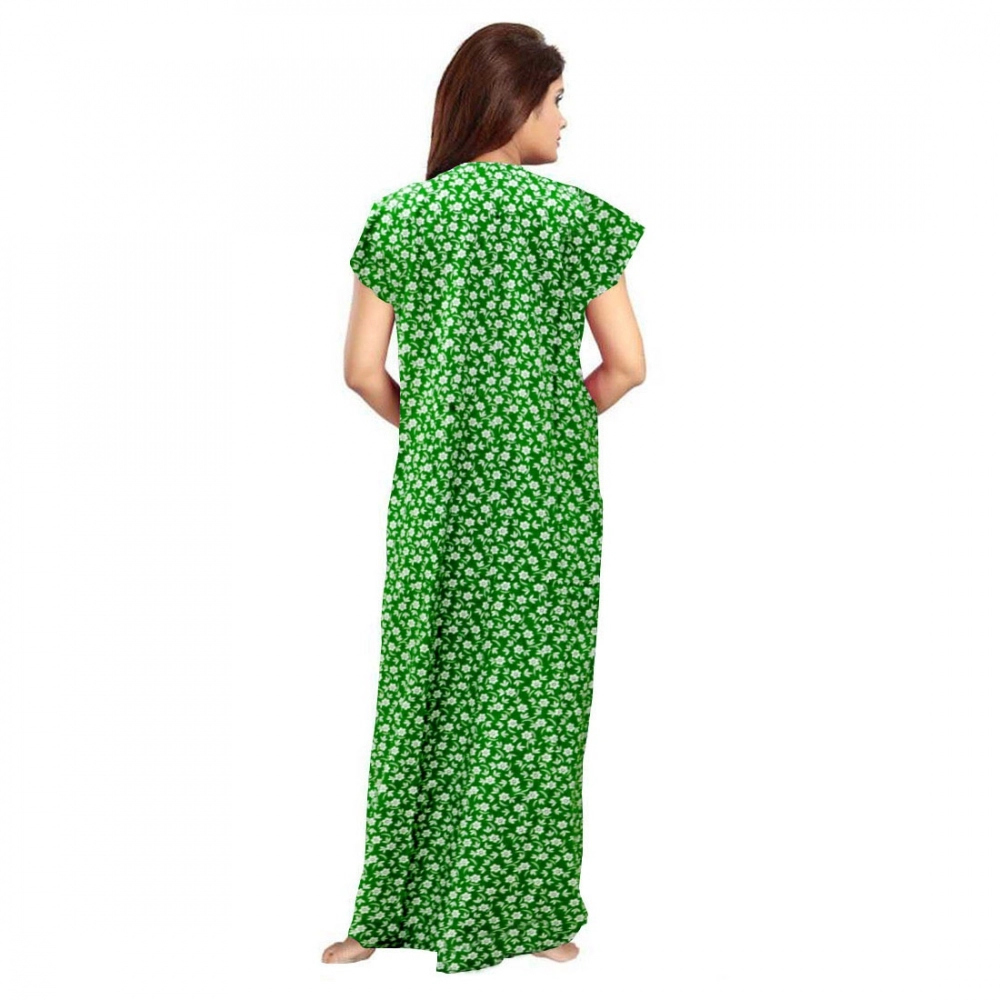 Generic Women's Cotton Printed Maxi Nighty (Green) - Image 3