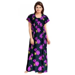 Generic Women's Cotton Printed Maxi Nighty (Pink)