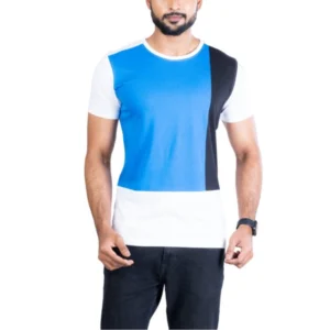 Generic Men's Casual Cotton Printed Round Neck Half Sleeve T-Shirt (Blue)