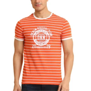 Generic Men's Casual Cotton Printed Round Neck Half Sleeve T-Shirt (Rust)