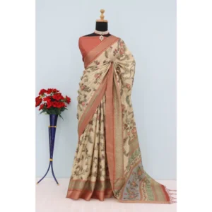 Generic Women's Mysore Silk  Digital Print Saree With Unstitched Blouse 5.5Mtr (Pink)