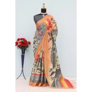 Generic Women's Mysore Silk  Digital Print Saree With Unstitched Blouse 5.5Mtr (Multicolor)