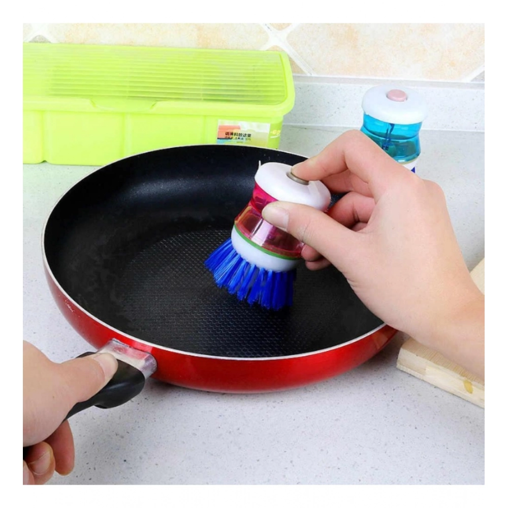 Generic Pack of 4_Plastic Wash Basin Brush Cleaner with Soap Dispenser – (Color: Assorted) - Image 4